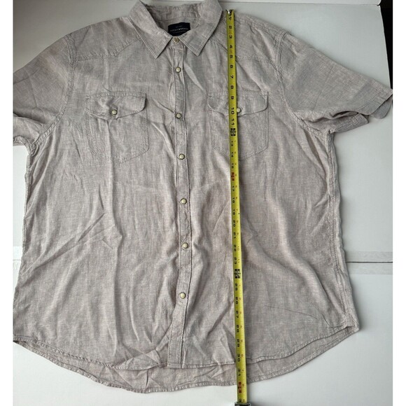 Lucky Brand Shirt Mens Size XL Short Sleeve Snap Button Linen Blend Beige NWT - Picture 6 of 15